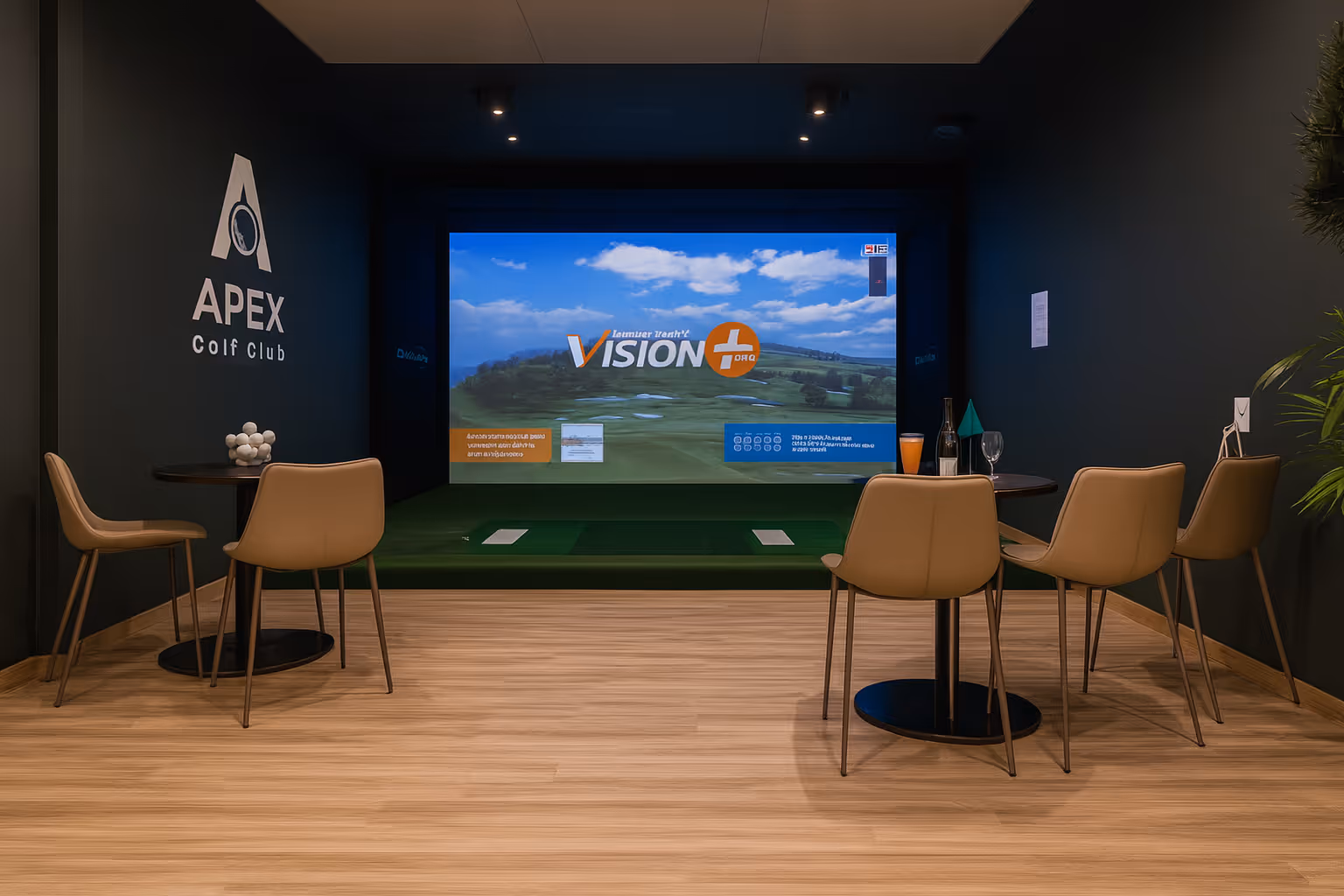 A stylish and private golf simulator bay